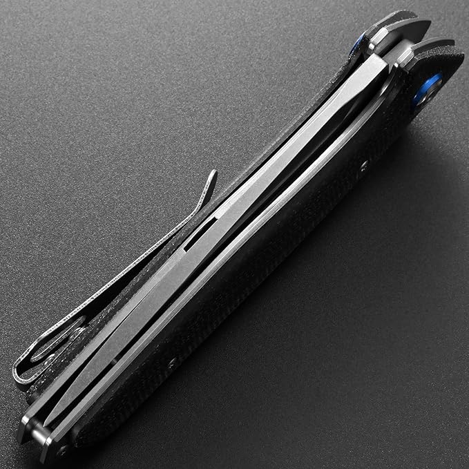 Eafengrow EF972 Folding Knife D2 Steel Blade Micarta Handle Pocket Knife Folder for Outdoor Camping Hiking Working EDC Tool Knife(Black)