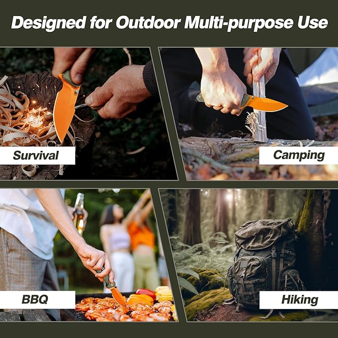 FINTISO Pocket Knife 3.26 Premium 14C28N Blade G10 Handle with Fire Starter Function Folding Knife with Pocket Clip for Men Women EDC Knife for Outdoor Camping Hunting Hiking Survival Falcon S