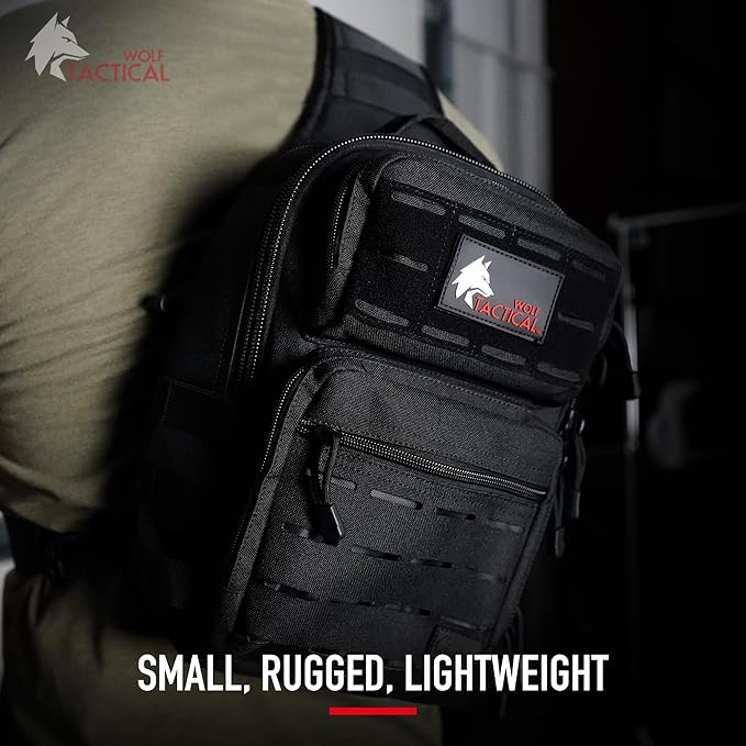 WOLF TACTICAL Men’s EDC Sling Bag - Concealed Carry Laser-Cut MOLLE Lightweight Green