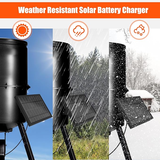 6V Solar Panel for Deer Feeder 4.5W High-Efficiency Solar Charger with Adjustable Mount Bracket Alligator Clips &amp DC Connectors Battery Maintainer for Hunting Feeder 6V Rechargeable Batteries