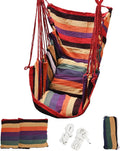 Hammock Chair Hanging Swing with 2 Pillows &amp Side Pocket Soft Cotton Tassel Swinging Chair with Strong Webbing Straps &amp Hooks Indoor Outdoor Comfort Seat (Red)