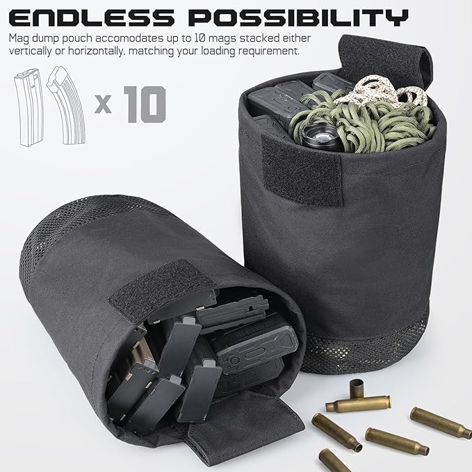 WYNEX Tactical Chest Rig Bag of Laser Cut Design with Tactical Dump Pouch Molle Chest Pouch Utility Recon Kit Bag Tactical Chest Pack Bag Tactical Mag Recovery Dump Pouch with Cord-Adjustable Collar