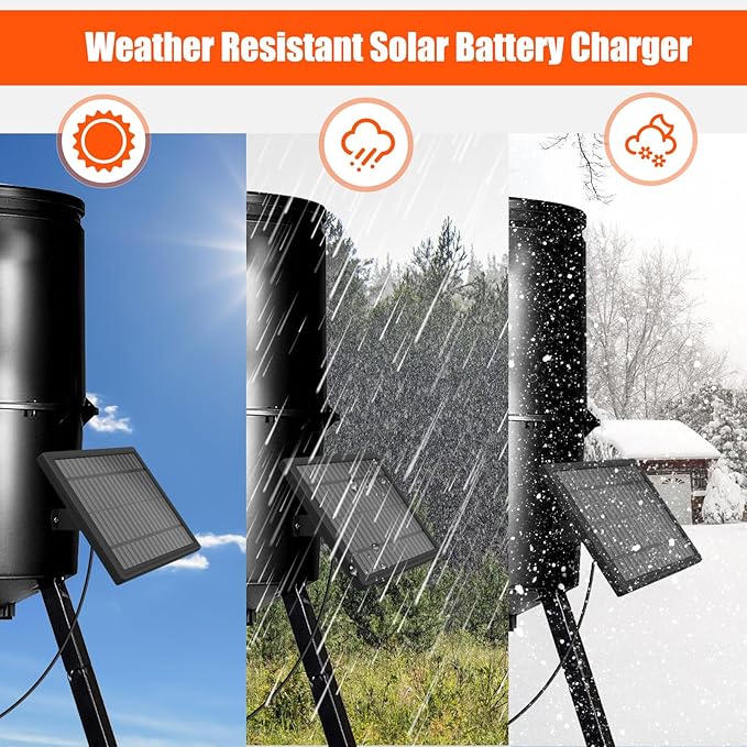 12V Solar Panel for Deer Feeder 3.6W Solar Battery Charger with Adjustable Mount Bracket Waterproof Trickle Charger with Alligator Clips Power Supply for Game Feeder and Timer