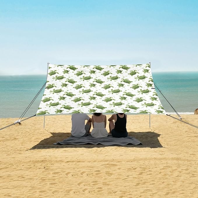 ALAZA Sea Turtle Bubble Beach Tent Sun Shelter UPF50+ Protection Beach Shade Canopy w/ 4 Sandbags for Outdoor Camping Fishing Backyard Fun Picnic 10x9 ft