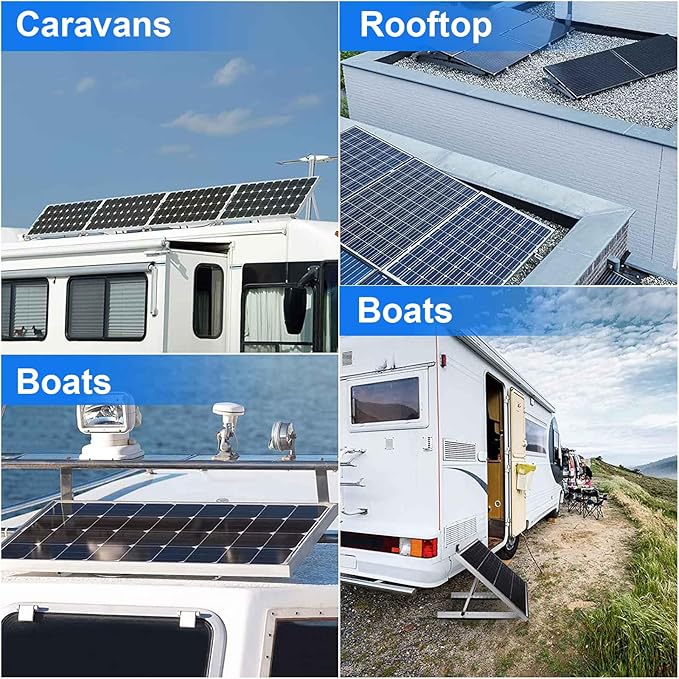 Solar Panel Mount Brackets 2 Sets 45 inch Adjustable with Foldable Tilt Legs Suitable for 2-4pcs 180 200 300 400 500 Watt Solar Panel for Roof RV Boat and Off-Grid
