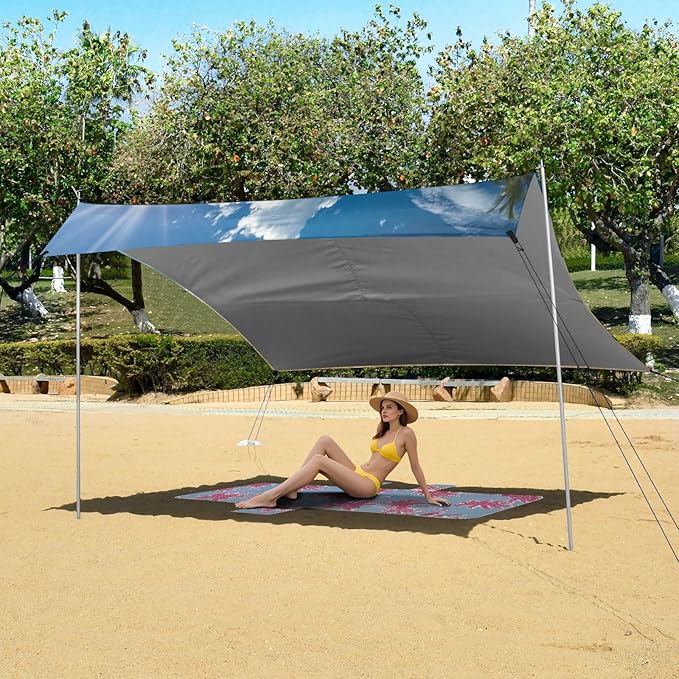ALAZA Funny Starfish Summer Beach Palm Sand Beach Tent Sun Shelter Portable Canopy Sunshade for Outdoor Camping Picnics Backyard Fun 10x9 ft