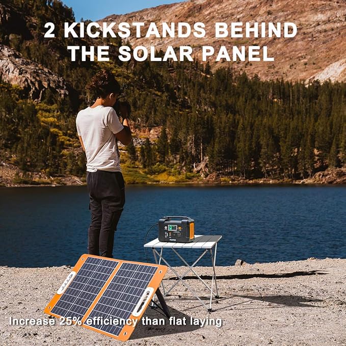 Solar Generator With Solar Panel Included FF Flashfish 200W Portable Power Station+60W Solar Panel(DC/USB-A/USB-C Output) Backup Power Battery And Solar Panel Kit For Home Blackout/RV/Camping