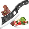 ROCOCO Meat Cleaver Butcher Knife - Sharp Full Tang Knife with Sheath for Home Outdoor BBQ Camping Mother Father Gift Idea Men Black 6.3