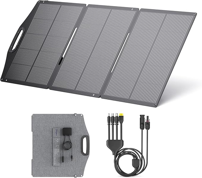 BigBlue 150W Portable Solar Panels with Kickstands IP68 Waterproof Solar Charger with MC-4/XT60 for Power Station 25% Conversion Efficiency Camping Essentials Foldable Solar Panel for RV Life