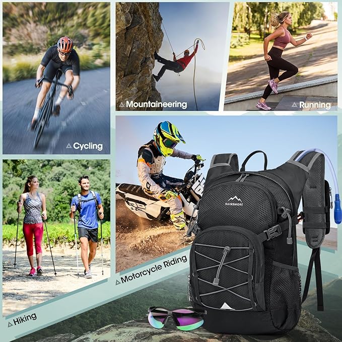 Hydration Backpack with Water Bladder 18L Lightweight Hiking Backpack for Women&ampMen Small Insulated Hydration Water Pack for Hiking Running Cycling Biking