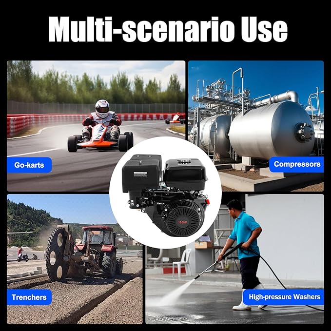 Gasoline Engine 420CC Gasline Powered Engine 15Hp Go Kart Motor Single Cylinder 4 Stroke OHV Hand Pull Start Multi-Use Motor Fuel Consumption Rate ≤374g/Kw. H