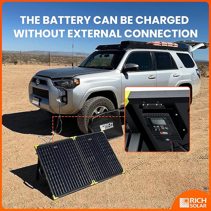 RICH SOLAR 100W Briefcase Solar Charging Kit Portable Solar Panel with 20A Charger Controller Built-in Robust Kickstand (100W+10A Controller)