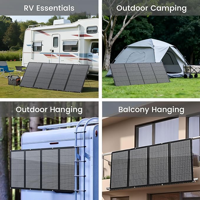 400W Portable Solar Panel for Power Station 400 Watt 36V ETFE Foldable Solar Panel Charger IP67 Waterproof Enhanced Kickstands for Off-Gird Outdoor Camping RV SUV Emergency Power Supply