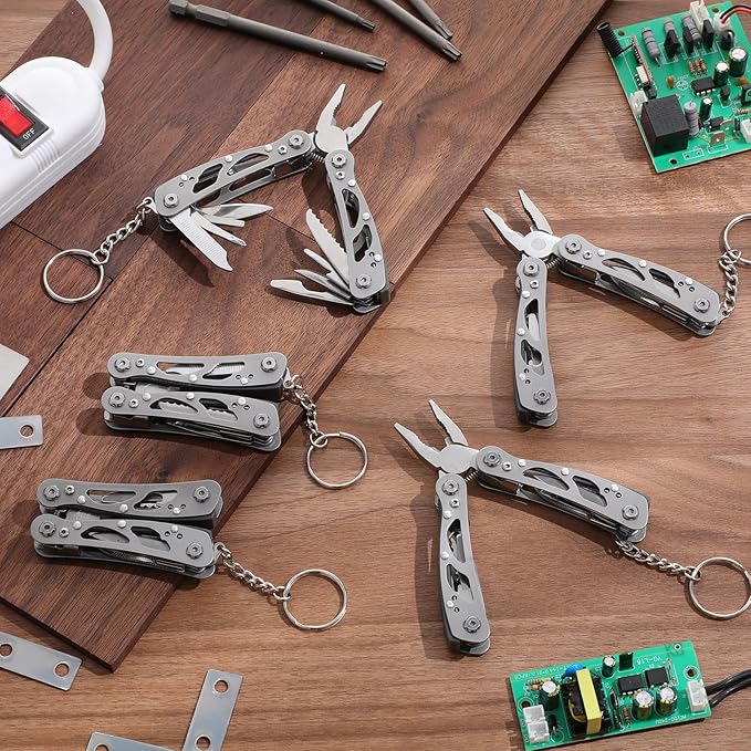 Lasnten 24 Pcs Small Multitool Pliers Gifts for Men Stainless Steel Small Multitool Mini Pliers Foldable Bottle Opener Screwdriver Apply to Camping Dad Gifts (Grey)