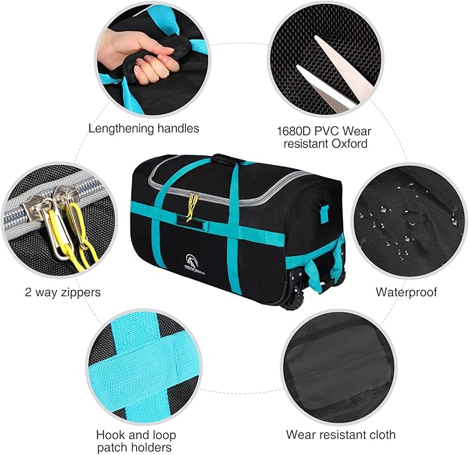 REDCAMP 85L/120L/140L Foldable Duffle Bag with Wheels Large Travel Duffel Bag