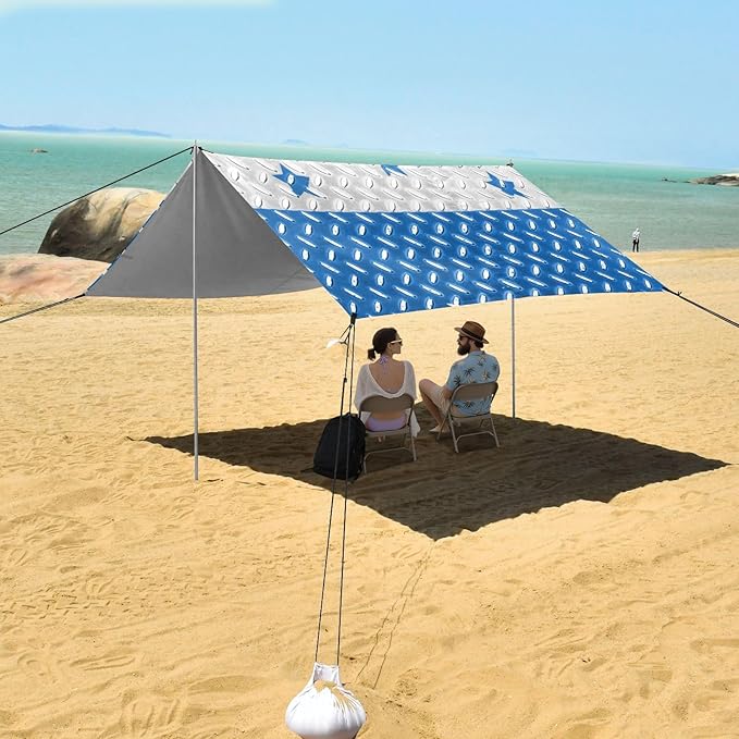 Honduras Flag Honduran National Blue Beach Cabana UPF50+ Lightweight Portable Sun Shelter with Sand Shovel for Camping Picnics Backyard &amp Fishing