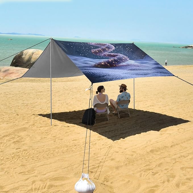 ALAZA Purple Twisted Christmas Tree Beach Tent Sun Shelter Portable Canopy Sunshade for Outdoor Camping Picnics Backyard Fun 10x9 ft