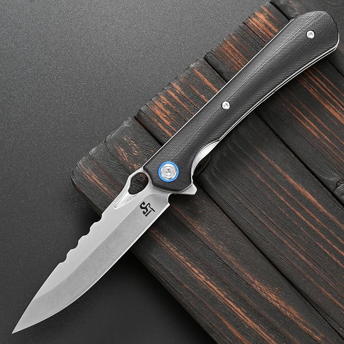 Sitivien ST145 Folding Pocket Knife14C28N Steel BladeG10 Handle EDC Tool Knife for Outdoor SurvivalCampingHikingHunting(Black) …