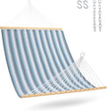 Lazy Daze Hammocks Quick Dry Hammock with Spreader Bar Textliene Fabric Double 2 Person Hammock with Chains Outdoor Patio Poolside Backyard Beach 450 lbs Capacity Blue White Stripes