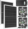 blessny 5.5 Solar Rechargeable 2 Fan Kit for Intake or Exhaust air Weatherproofed 50W Solar Powered Fans for Outside Chicken Coops Greenhouses Shed Pet House Air Ventilation