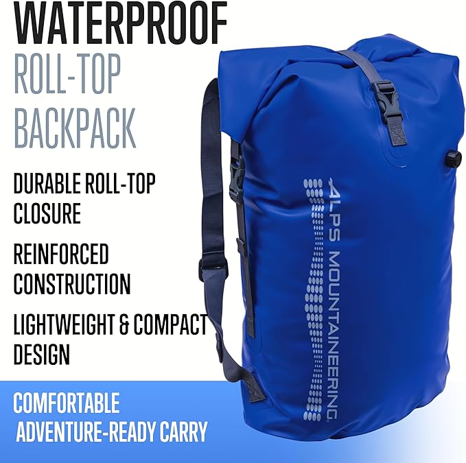 ALPS Mountaineering Torrent Waterproof Backpack Fully Welded Seams Dry Bag with Adjustable Straps