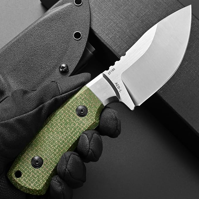 Eafengrow EF160 Fixed Blade Knife AEB-L Steel Blade Micarta &ampSteel Head Handle Full Tang Compact EDC Fix Knifes for Camping Survival