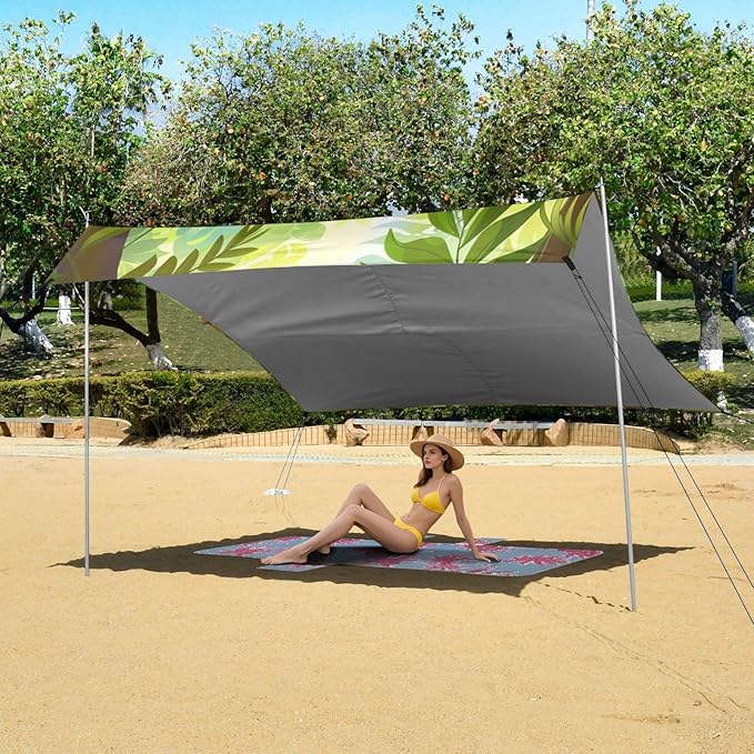 ALAZA Colorful Cartoon Jungle Tigers Beach Tent Sun Shelter Portable Canopy Sunshade for Outdoor Camping Picnics Backyard Fun 10x9 ft