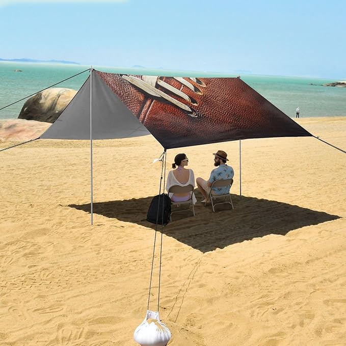 ALAZA Football Close Up Beach Tent Sun Shelter UPF50+ Protection Beach Shade Canopy w/ 4 Sandbags for Outdoor Camping Fishing Backyard Fun Picnic 10x9 ft