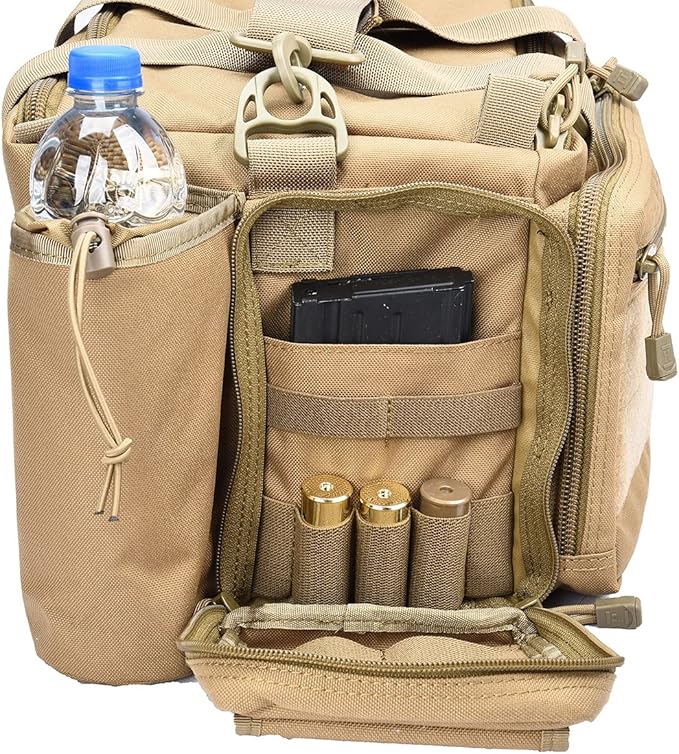 Lancer Tactical Weather Resistant Shooting Range Bag w/Shoulder Strap Color Khaki