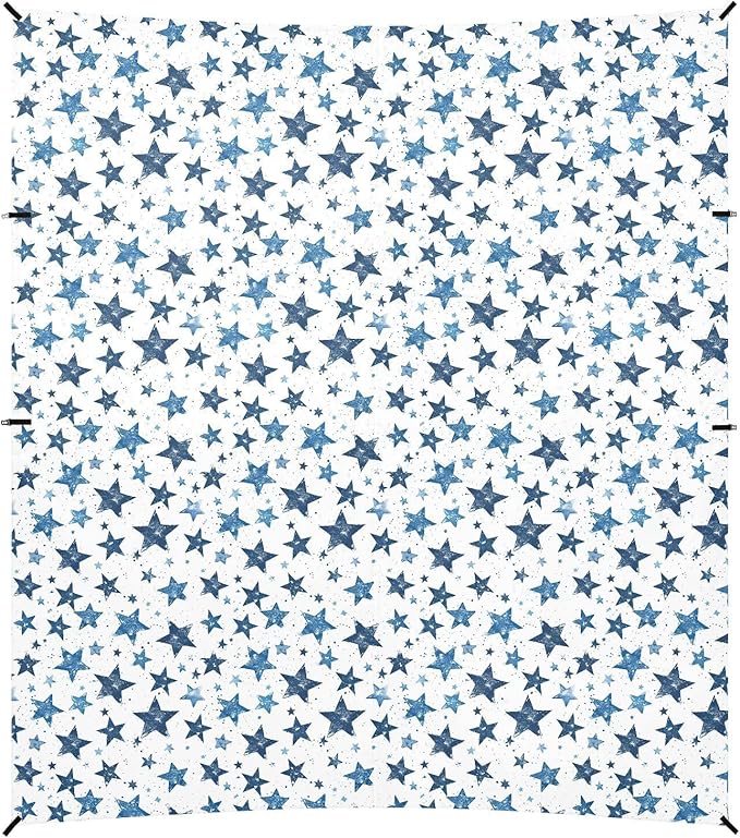 ALAZA Blue Stars Polka Dots Beach Tent Sun Shelter UPF50+ Protection Beach Shade Canopy w/ 4 Sandbags for Outdoor Camping Fishing Backyard Fun Picnic 10x9 ft