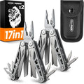 Multitool 2 Pack 17-in-1 Stainless Steel Multi Tool Pliers with Self-locking Pocket Knife Professional (EDC) Multi-tool for Outdoor Survival Camping and Hunting Hiking Simple Repair
