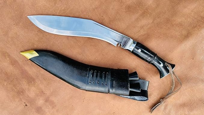 Full Tang Service No 1 Remade Kukri - Khukuri Knife - Traditional Authentic High Carbon Steel Blade - 10.5 Hand Forged Blade in Nepal - Horn Handle - Outdoor Knives