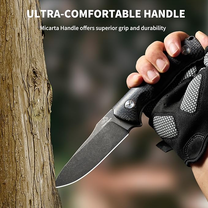 Fixed Blade Knife with Kydex Sheath &amp Clip 3.9 8CR Steel Blade Micarta Handle Full Tang Camping Knife for Outdoor Adventures Bushcraft Survival Hunting Hiking FX01 (Brown)