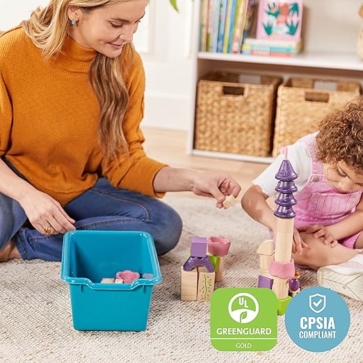 ECR4Kids Scoop Front Storage Bins Multipurpose Organization Turquoise 10-Piece