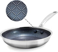 Blue Diamond Hybrid Nonstick Stainless Steel 10” Frying Pan PFAS-Free Ceramic Diamond Surface Skillet Diamond Bond Powerful Searing Dishwasher Safe Stay-Cool Handle Induction Ready All Cooktops