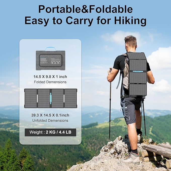 60W Portable Solar Panels Chargers with USB-C USB-A and DC Outputs Foldable IP67 Waterproof Solar Panel for CampingPower Emergency for Small Power StationPhones Power Banks