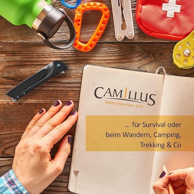 Camillus 19392 Keto Titanium Bonded 420 Stainless Steel Drop-Point Folding Knife with 3 Blade and Pocketclip 8 Length