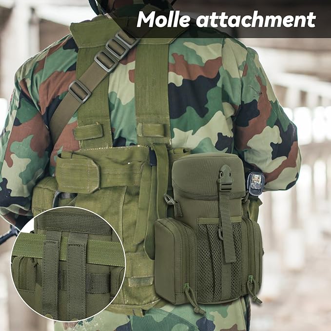 Large Tactical Molle Water Bottles Bag Pouch with Strap Water Bottle Carrier Bag Molle Tactical Pouches for Backpack