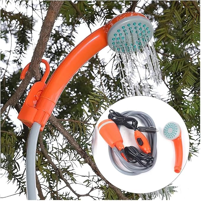 62W 12V Outdoor Plastic Fast Effluent Shower Head For Camping Hiking