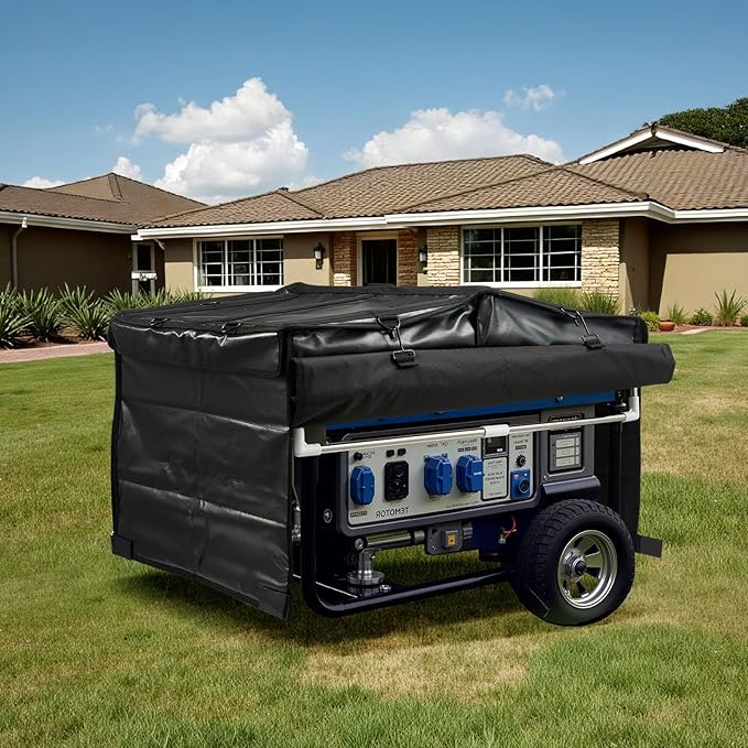 VEVOR Generator Running Cover 34 x 26 x 21 Inch Waterproof Universal for Most Generators 3500-12000 Watt Generator Tent while running with Heavy Duty Thicken 420D Oxford Fabric Black