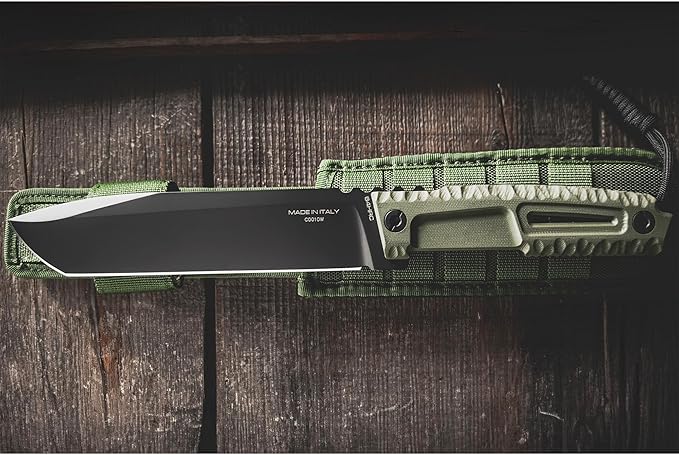 Extrema Ratio - TUSCAN S600 (BLACK) Fixed Blade Knife high-speed tool steel S600 hardened to 64 HRC burnished blade finish ergonomic Forprene handle full tang handcrafted in Italy