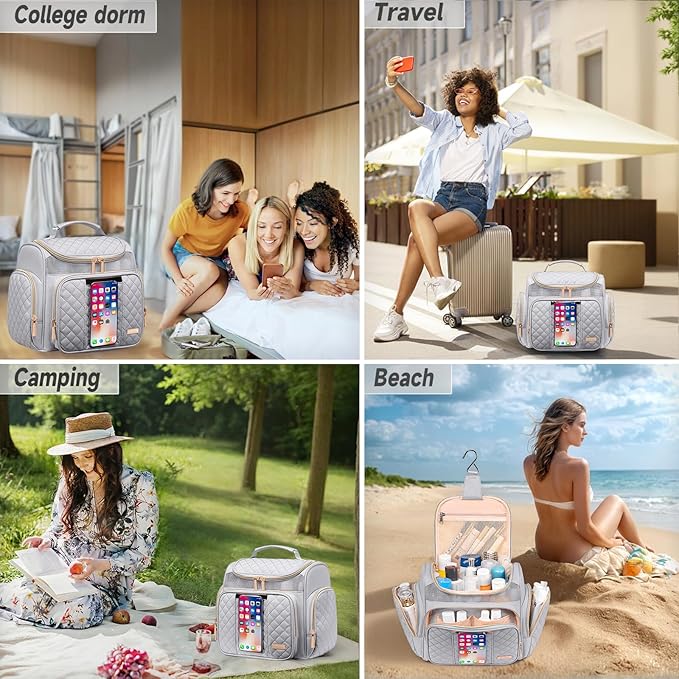 Large Toiletry Bag for Women MenBathroom BagWater Resistant Shower BagMakeup BagPortable Shower Caddy for College DormHanging Travel Toiletry Bag with Transparent Waterproof Phone Pocket
