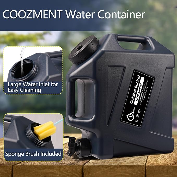 3.2 Gallon/5 Gallon Water Containers with Spigot BPA Free Water Jug Military Green Water Tank Multifunction Water Storage Containers for Camping Outdoor HikingEmergency Stroage