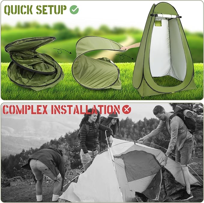 NUOBESTY Portable Camping Shower Tent Pop Up Privacy Changing Tent Camp Toilet Lightweight Waterproof Shelter for Travel and Hiking