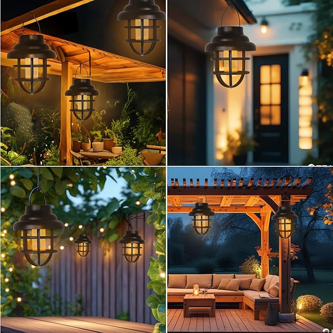 Solar Lights Outdoor Waterproof Hanging Solar Lantern Garden Decor Hanging Outdoor Lanterns Led Lights for Outside Porch Patio Yard Balcony Pathway