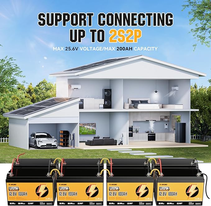 12V 100Ah LiFePO4 Battery Built-in 120A BMS 15000 Deep Cycles Group 31 Lightweight Lithium Iron Phosphate Battery for Home Energy RV Trolling Motor Marine Solar Off-Grid