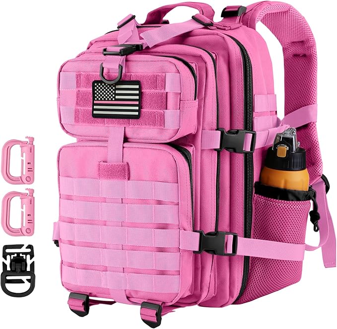 Hannibal Tactical 30L MOLLE Assault Pack Tactical Backpack Military Army Camping Rucksack with Bottle Holder 3-Day Pack Pink