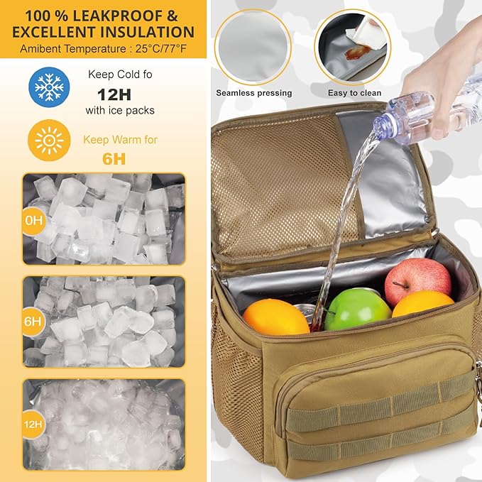 Tactical Double Deck Cooler Backpack for MenLarge Lunch Backpack with 2 CompartmentSoft Cooler Bag