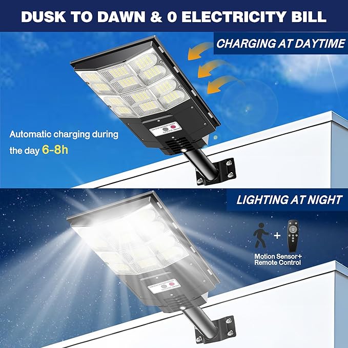 Solar Flood Lights Outdoor 3000W with Motion Sensor 20000LM Super Bright Waterproof Security Lights for Backyard Driveway Garden Yard Garage - Ideal for Homeowners &amp Businesses
