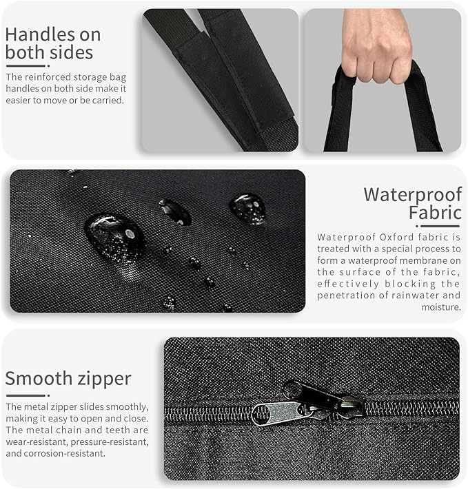 Hammock Storage Bag Heavy Duty Waterproof 63”x10.2”x10.2” Portable Hammock Cover with Zippers Hammock Chair Stand Carrying Bag Black